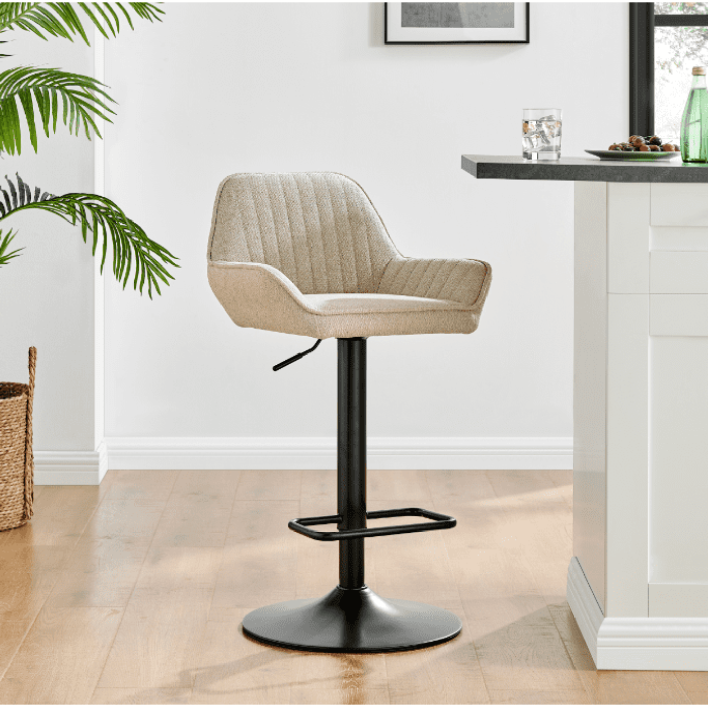 New Pacific Direct Luther Fabric Gaslift Swivel Bar Stool, (Set of 2) - 9300122-528