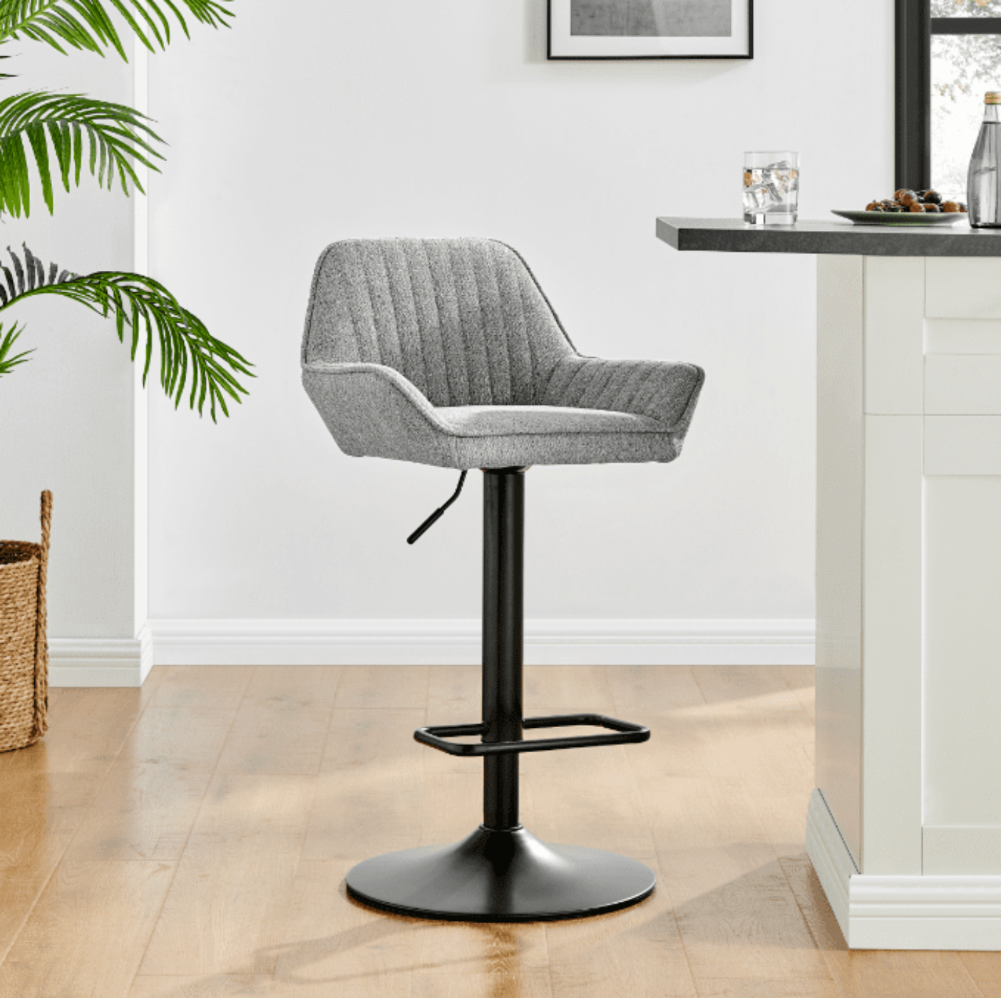 New Pacific Direct Luther Fabric Gaslift Swivel Bar Stool, (Set of 2) - 9300122-529