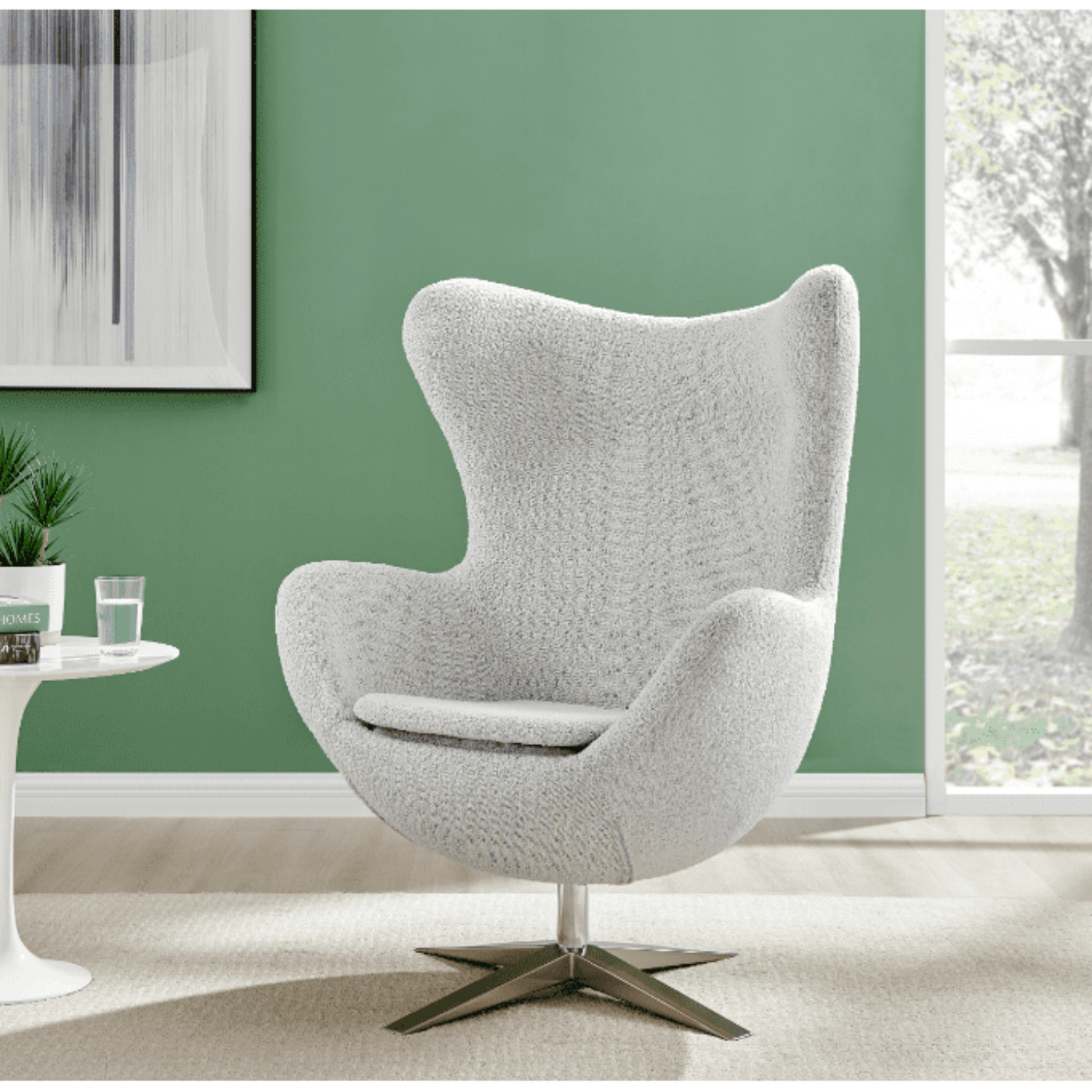 New Pacific Direct Max Fabric Swivel Rocker Accent Arm Chair Chrome Legs - 6300065-563