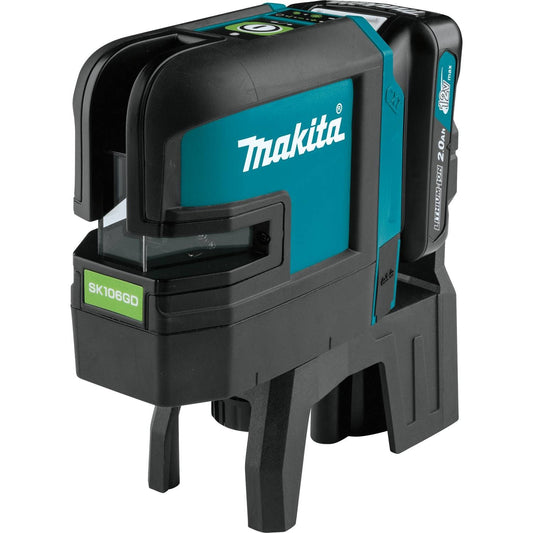Makita 12V Max CXT Self-Leveling Cross-Line/4-Point Green Laser Kit, bag, with one battery - SK106GDNAX
