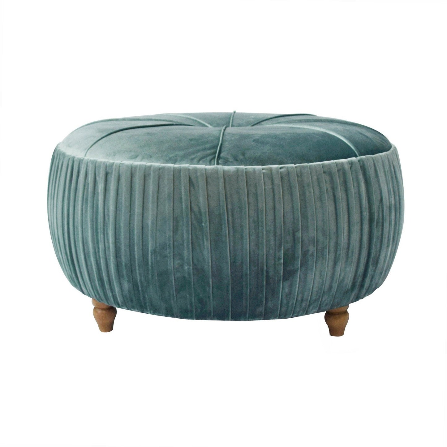 New Pacific Direct Helena Velvet Round Ottoman - 1600007-185