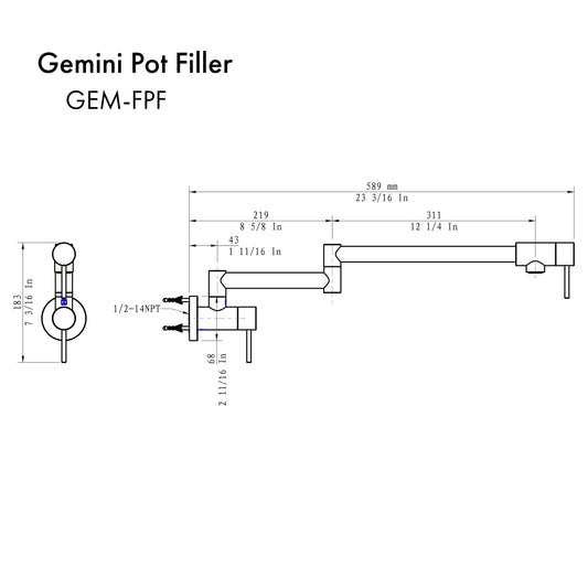 ZLINE Gemini Pot Filler in Champagne Bronze, - GEM-FPF-CB