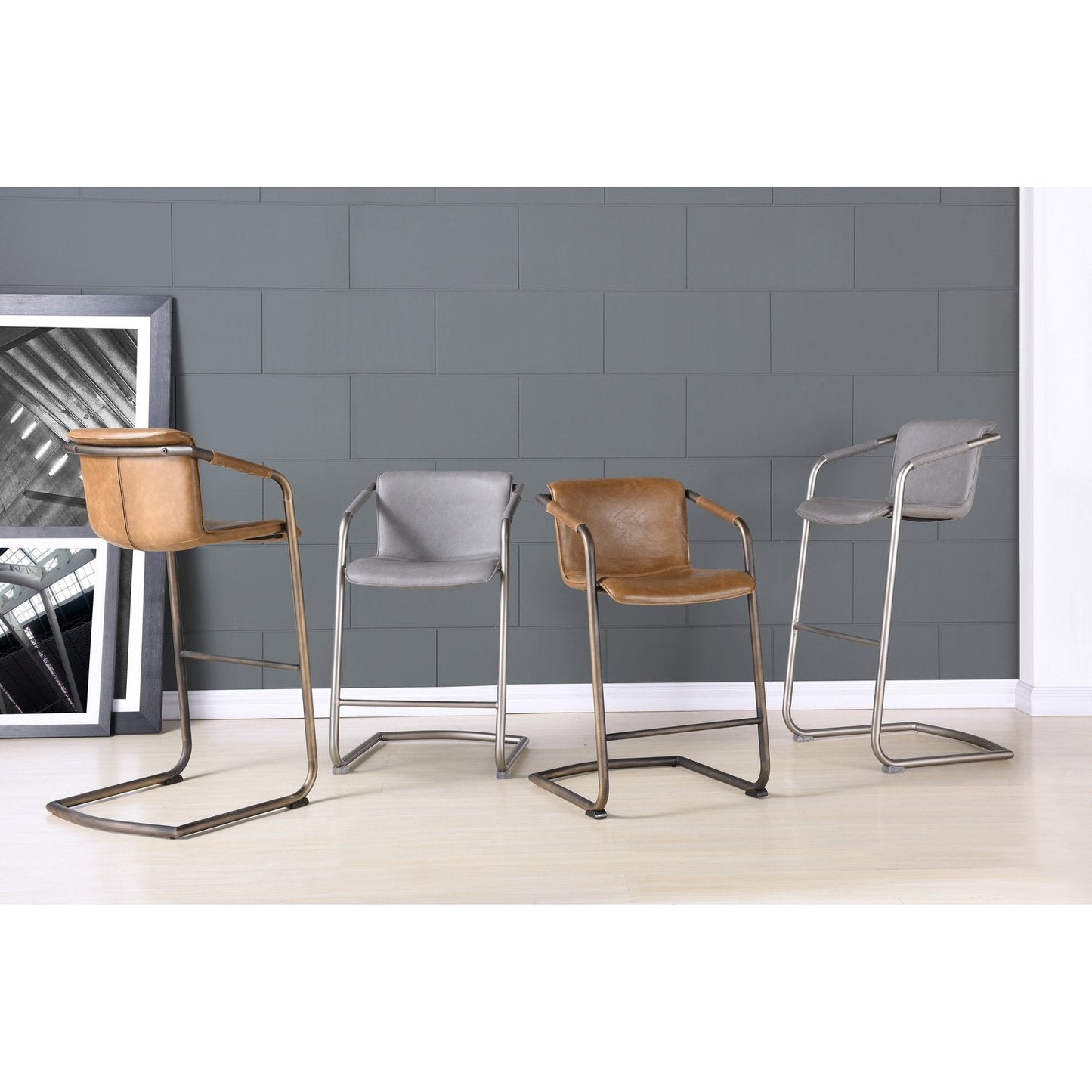 New Pacific Direct Indy PU Leather Counter Stool, (Set of 2) - 1060004-216