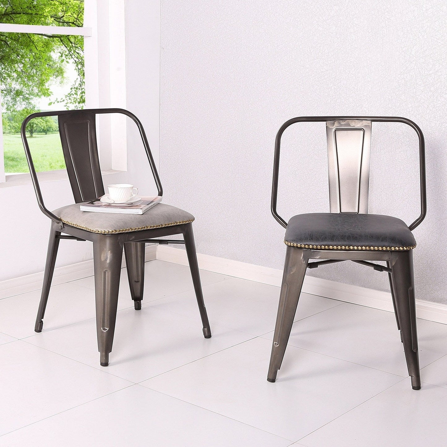 New Pacific Direct Brian PU Leather Metal Side Chair, (Set of 4) - 9300030-240