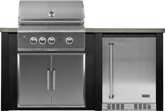 Haven 72" Coyote Outdoor Kitchen Island w/ 24" Refrigerator - HCOY72REF-2