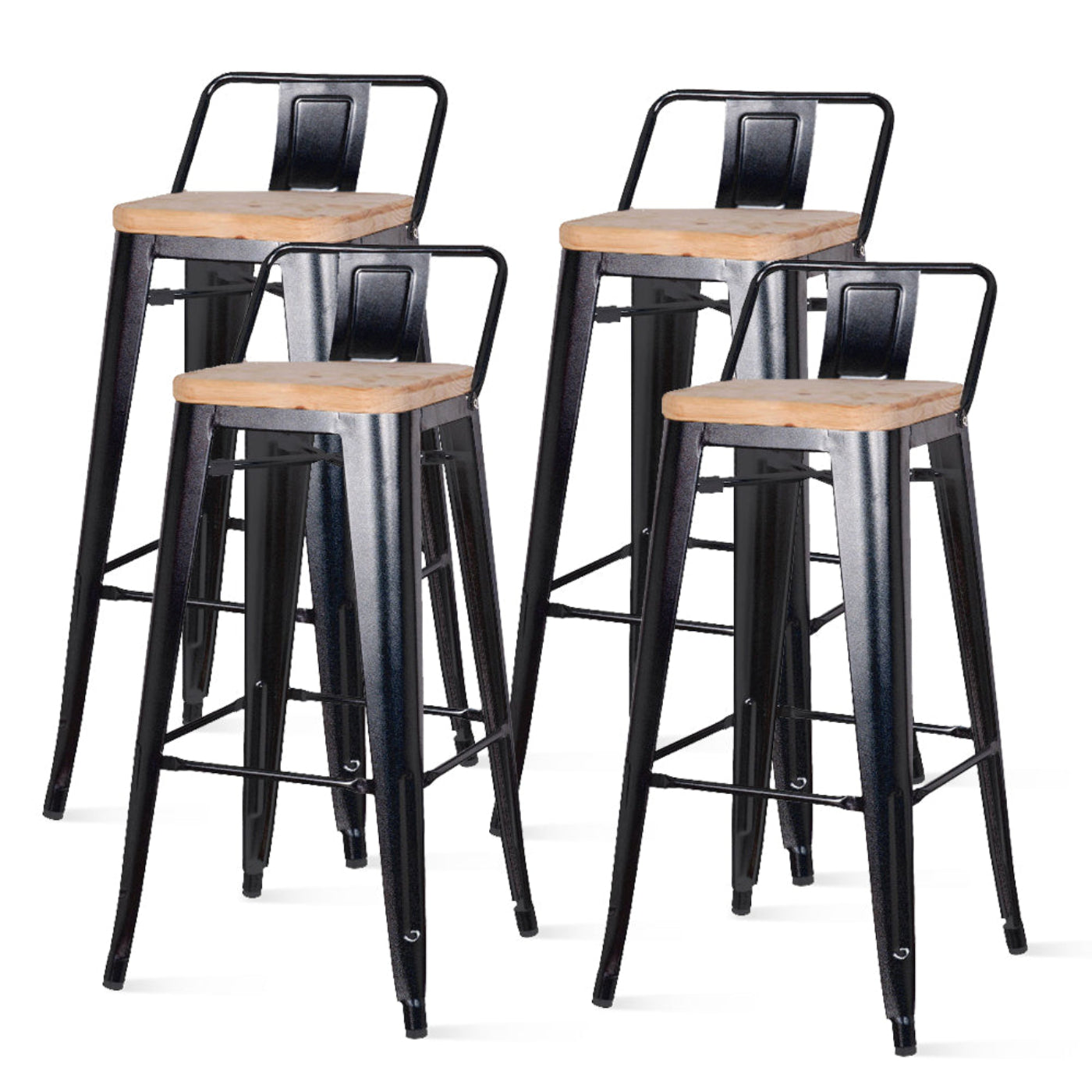 New Pacific Direct Metropolis Low Back Bar Stool, (Set of 4) - 938537-B