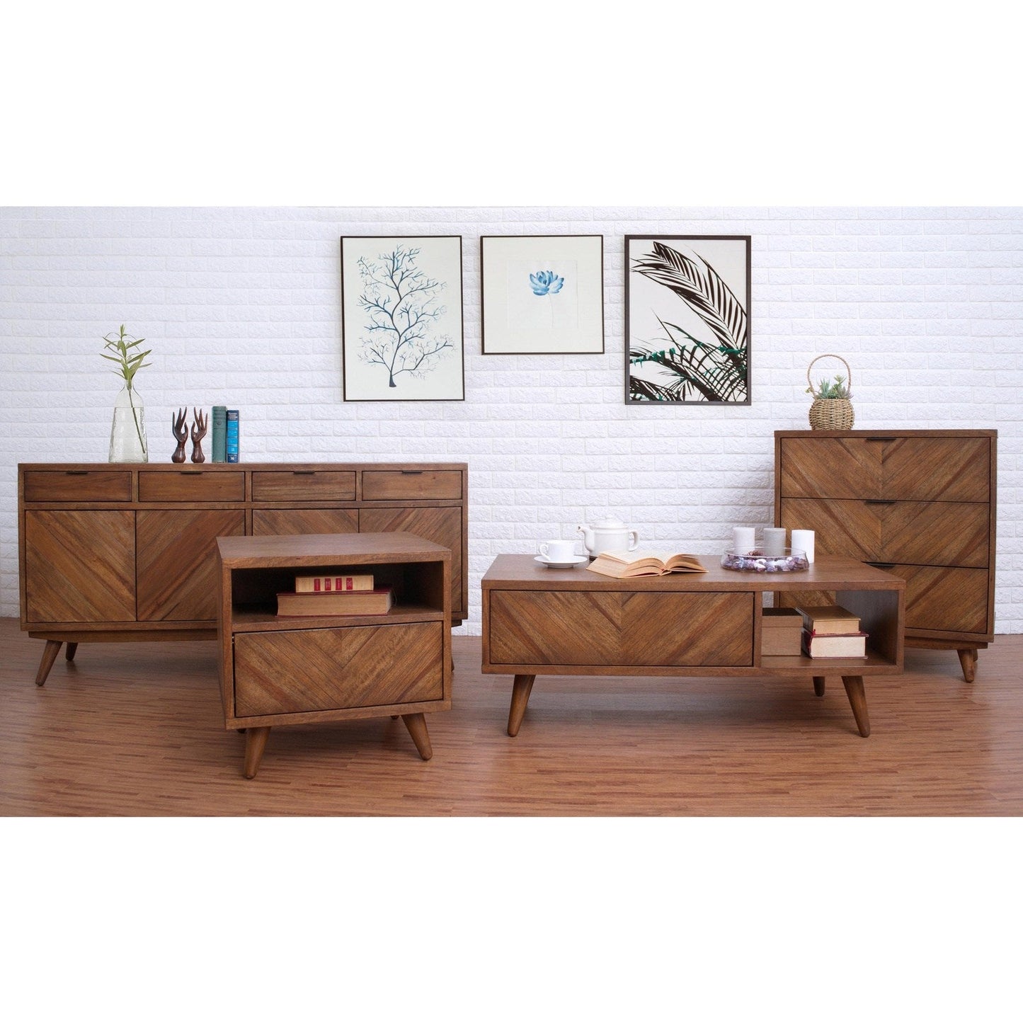 New Pacific Direct Piero Chevron Buffet 4 Drawers + 4 Doors - 7800048