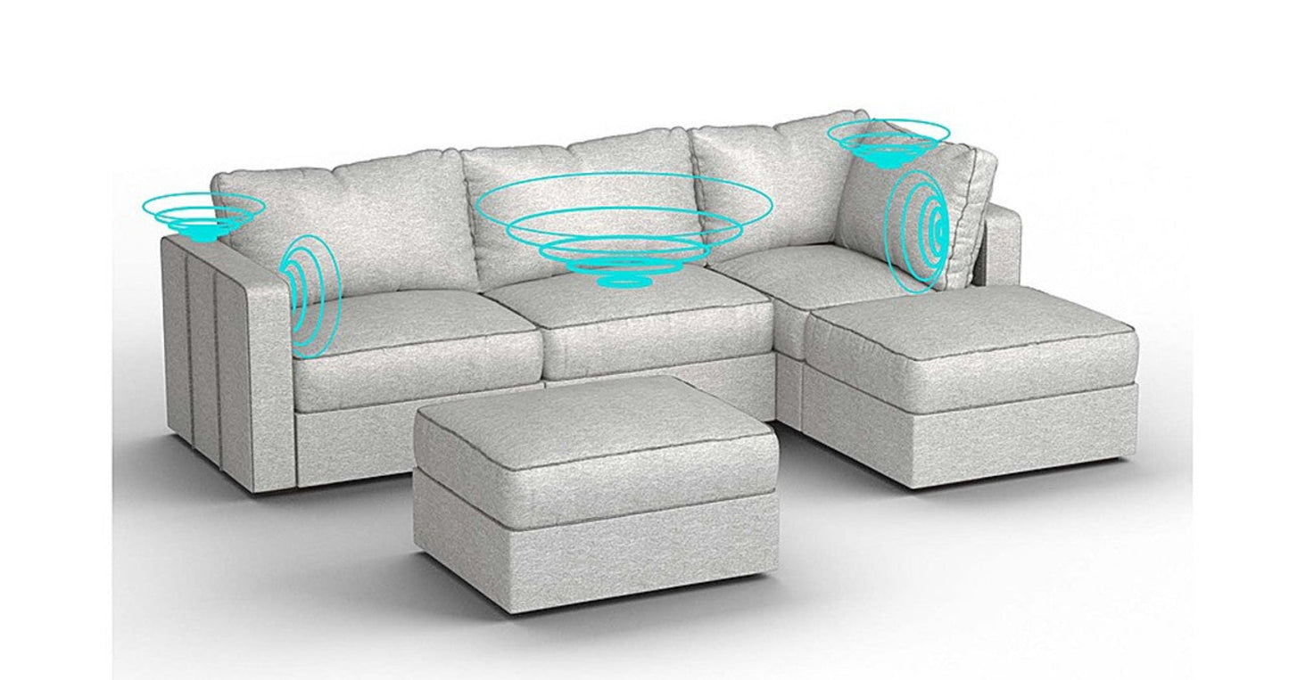 Lovesac – 5 Seats + 5 Sides Luxe Chenille & Lovesoft with 6 Speaker Immersive Sound + Charge System – Tonal Sterling - SKU_1772870979602_306