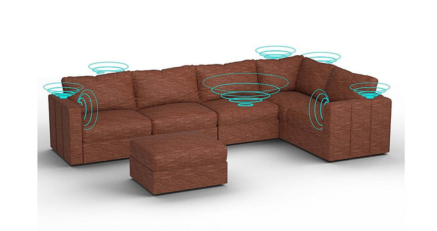 Lovesac – 6 Seats + 8 Sides Rained Chenille & Lovesoft with 10 Speaker Immersive Sound + Charge System – Terracotta - SKU_1772867007623_260