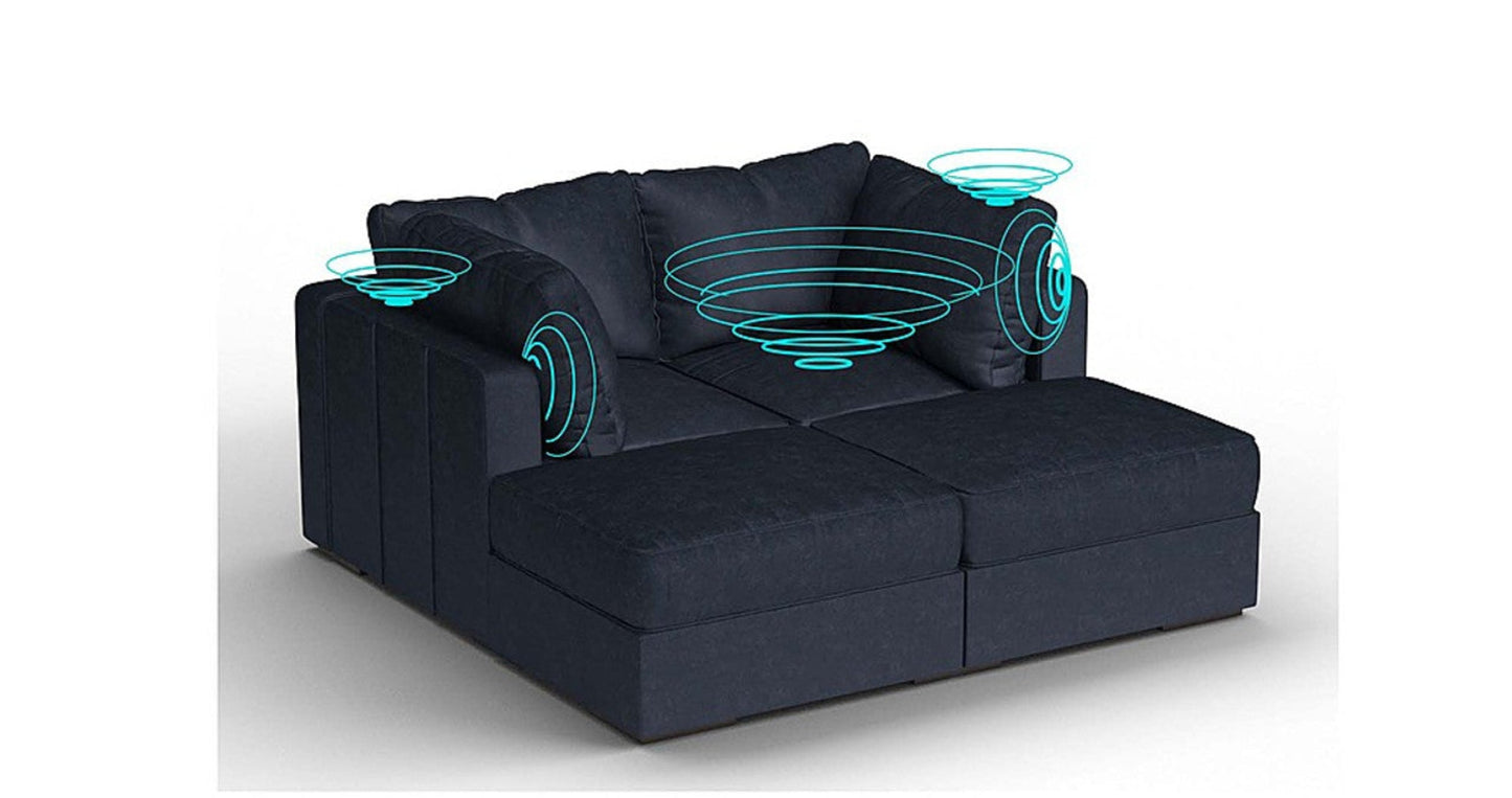 Lovesac – 4 Seats + 4 Sides Corded Velvet & Standard Foam with 6 Speaker Immersive Sound + Charge System – Midnight Navy - SKU_1772863357292_489
