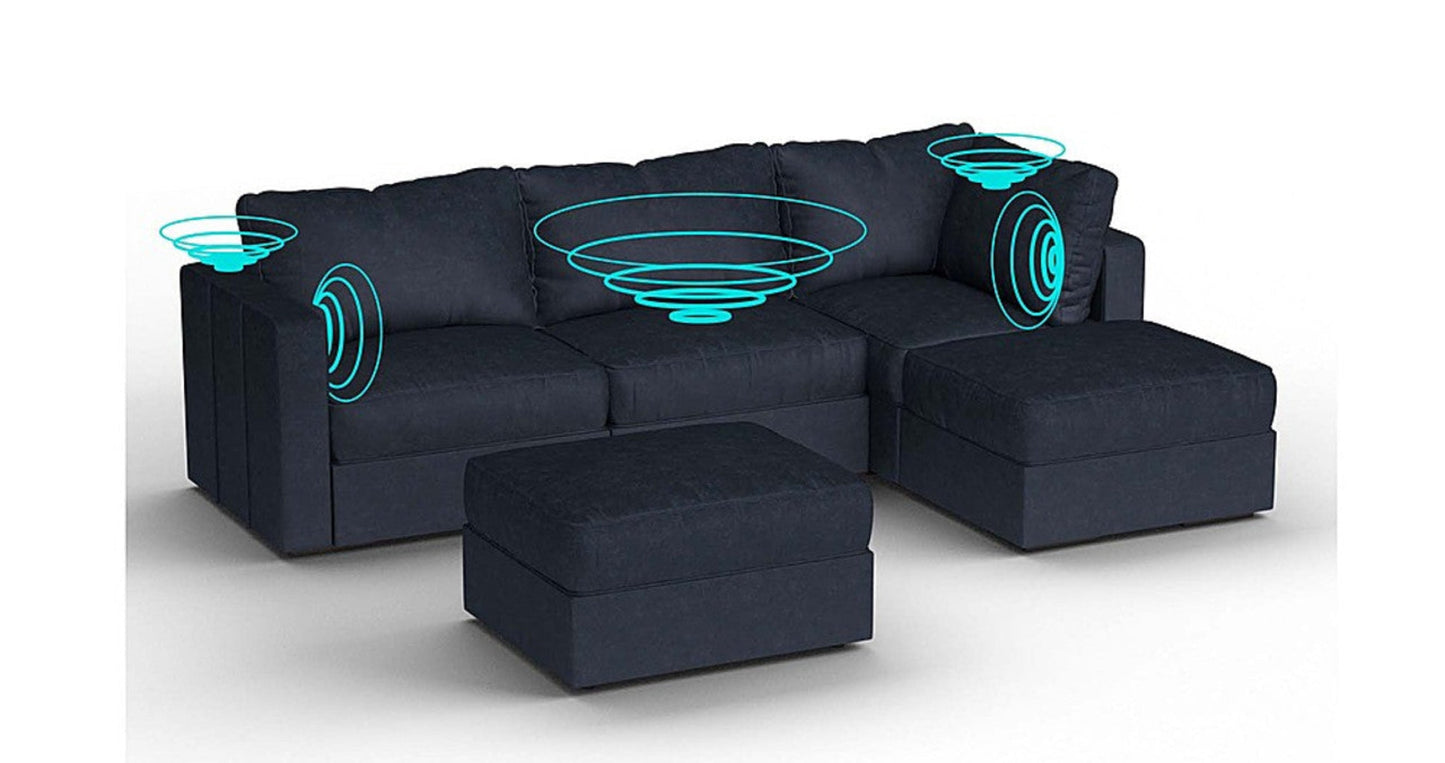 Lovesac – 5 Seats + 5 Sides Corded Velvet & Lovesoft with 8 Speaker Immersive Sound + Charge System – Midnight Navy - 1772862546957_223