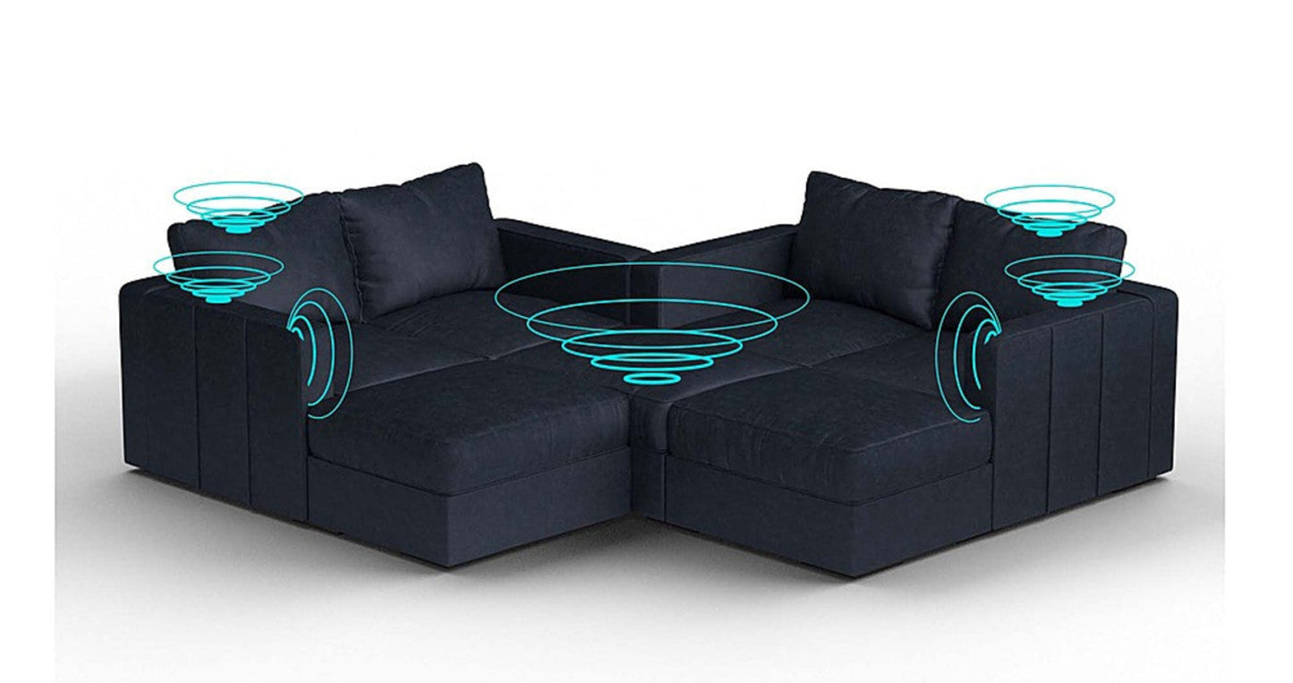 Lovesac – 7 Seats + 8 Sides Corded Velvet & Lovesoft with 6 Speaker Immersive Sound + Charge System – Midnight Navy - SKU_1772863469856_123
