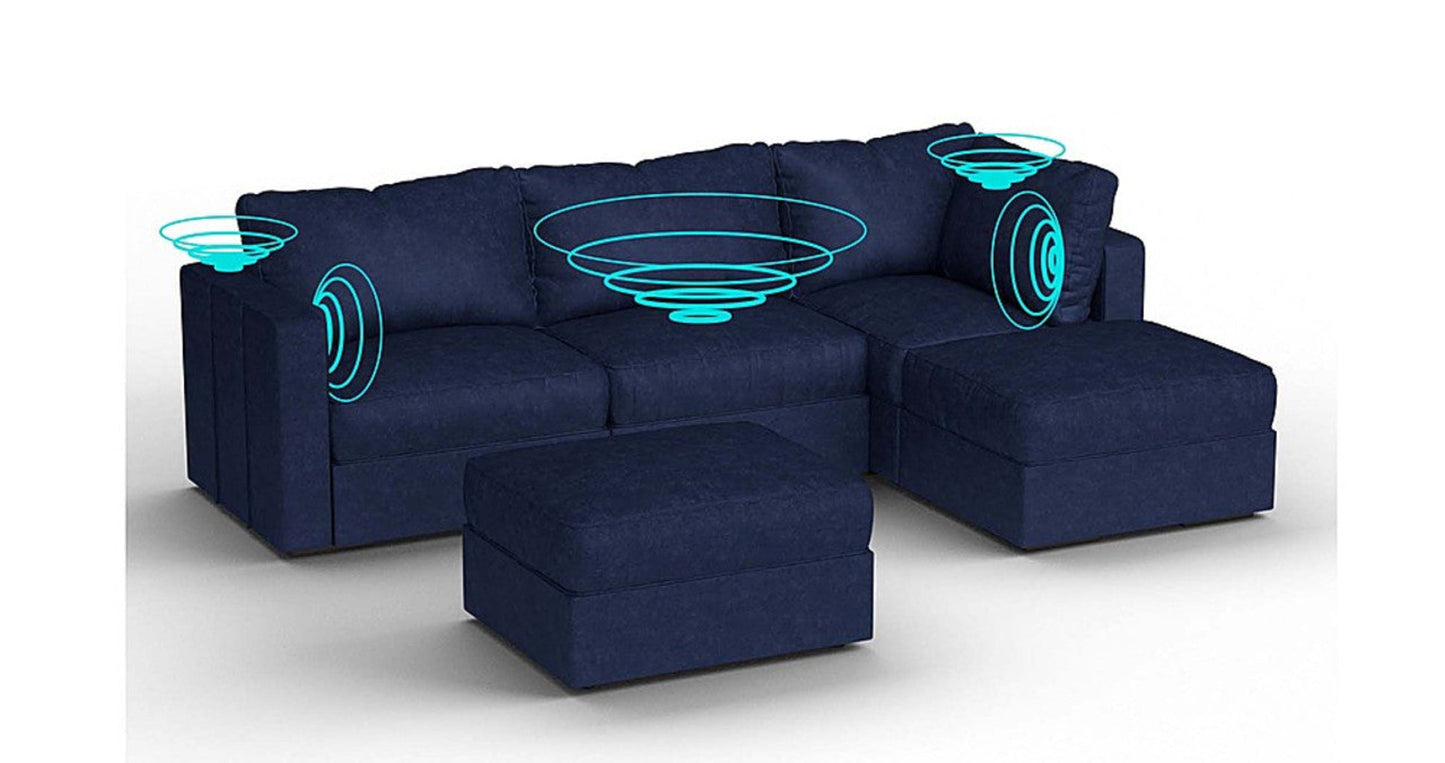 Lovesac – 5 Seats + 5 Sides Corded Velvet & Standard Foam with 6 Speaker Immersive Sound + Charge System – Sapphire Navy - 1772866256645_385