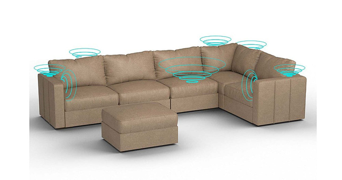 Lovesac – 6 Seats + 8 Sides Combed Chenille & Standard Foam with 10 Speaker Immersive Sound + Charge System – Taupe - SKU_1772866900571_865