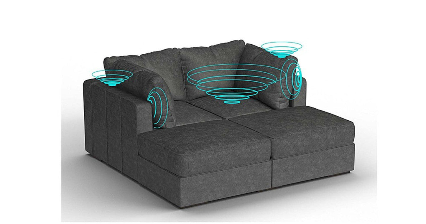 Lovesac – 4 Seats + 4 Sides Corded Velvet & Standard Foam with 6 Speaker Immersive Sound + Charge System – Charcoal Grey - 1772866306962_406