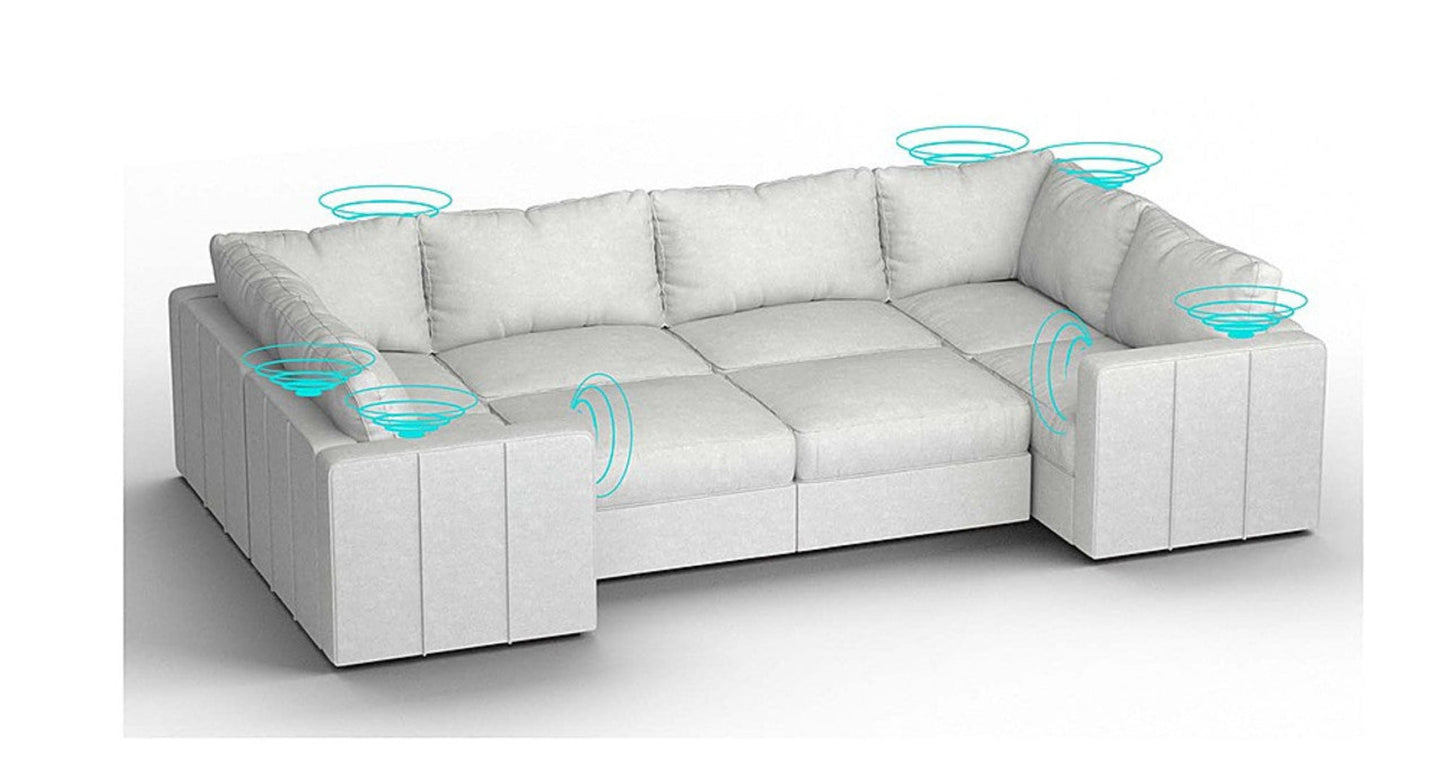 Lovesac – 8 Seats + 10 Sides Corded Velvet & Lovesoft with 8 Speaker Immersive Sound + Charge System – Sky Grey - SKU_1772861586827_145