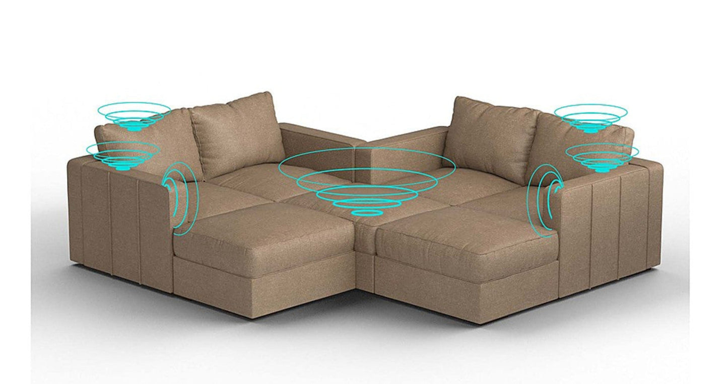 Lovesac – 7 Seats + 8 Sides Combed Chenille & Lovesoft with 8 Speaker Immersive Sound + Charge System – Taupe - SKU_1772863399160_659