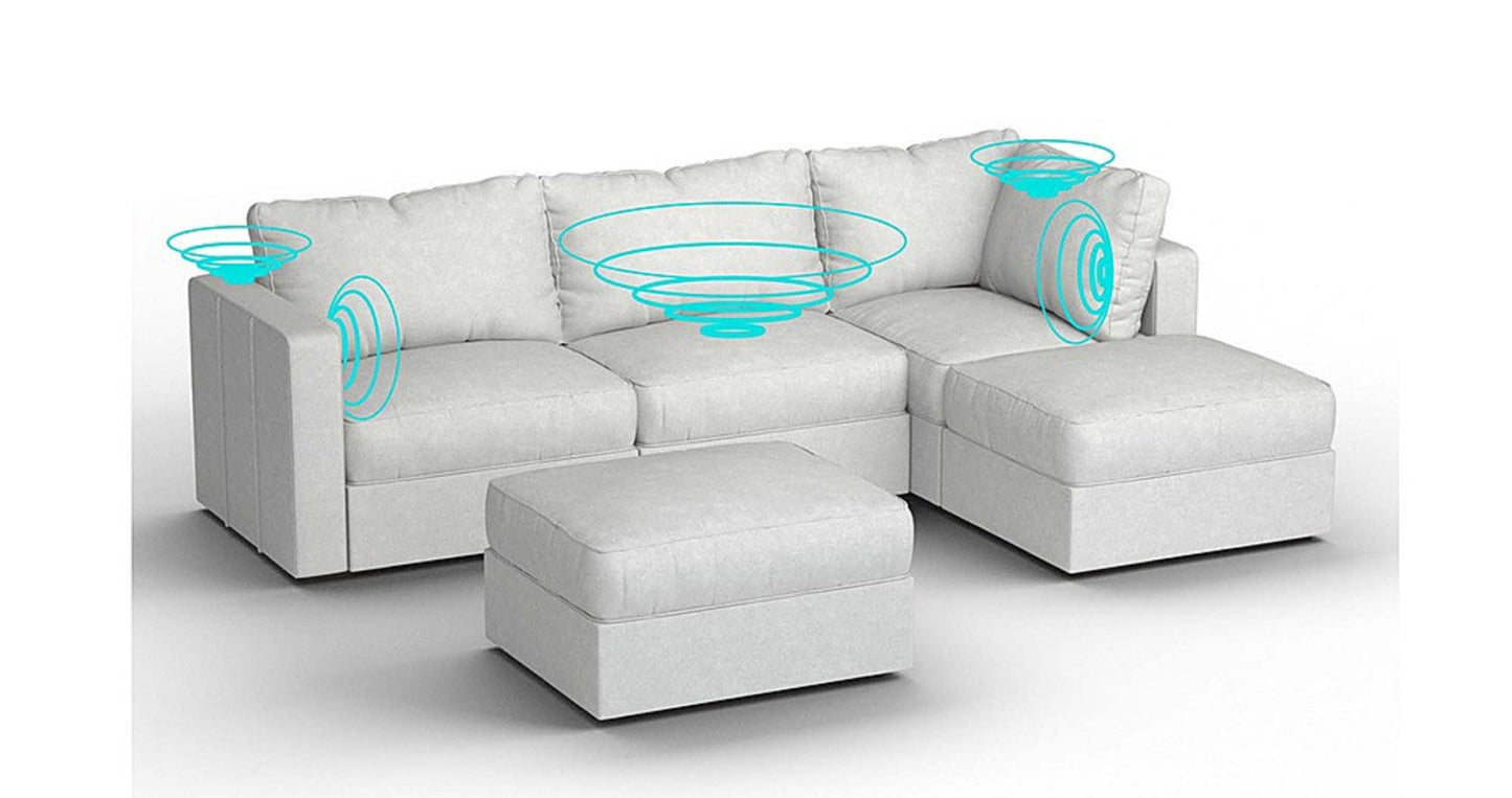 Lovesac – 5 Seats + 5 Sides Corded Velvet & Standard Foam with 8 Speaker Immersive Sound + Charge System – Sky Grey - 1772866298478_306