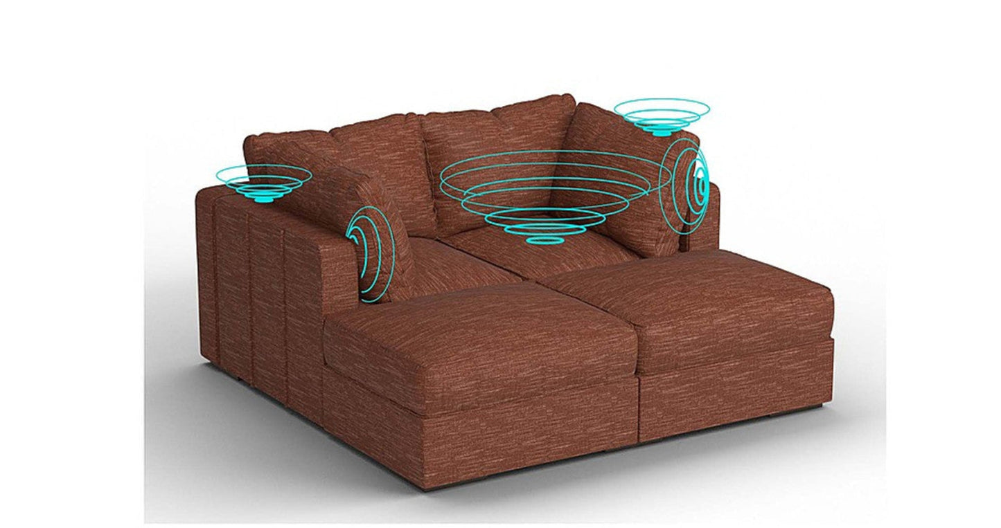 Lovesac – 4 Seats + 4 Sides Rained Chenille & Lovesoft with 8 Speaker Immersive Sound + Charge System – Terracotta - 1772862585622_65