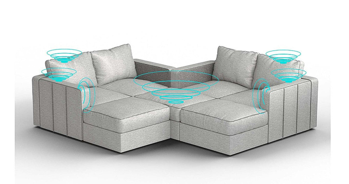 Lovesac – 7 Seats + 8 Sides Luxe Chenille & Standard Foam with 8 Speaker Immersive Sound + Charge System – Tonal Sterling - 1772863771895_284