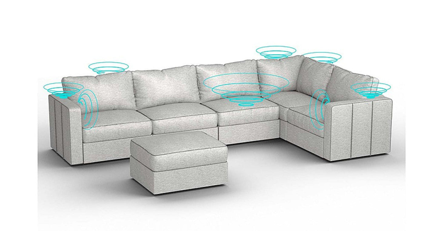 Lovesac – 6 Seats + 8 Sides Luxe Chenille & Standard Foam with 10 Speaker Immersive Sound + Charge System – Tonal Sterling - 1772865020273_773