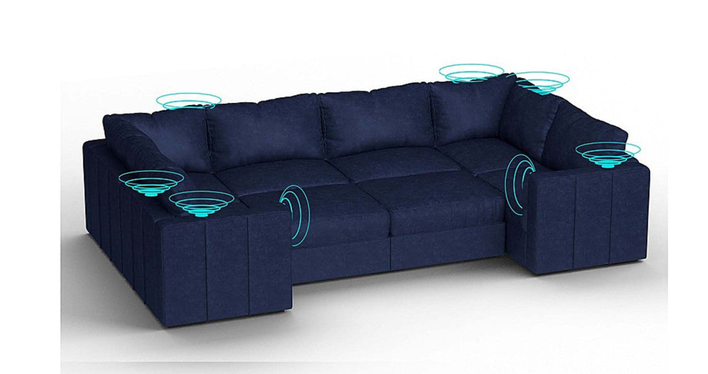 Lovesac – 8 Seats + 10 Sides Corded Velvet & Standard Foam with 8 Speaker Immersive Sound + Charge System – Sapphire Navy - 1772866277453_569