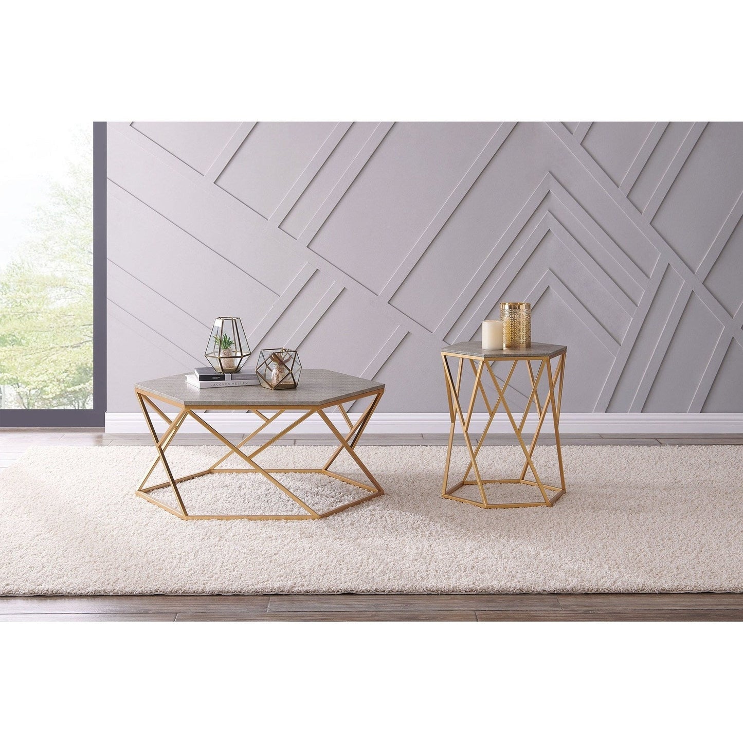 New Pacific Direct Cressa Hexagon Faux Shagreen Coffee Table - 1600044
