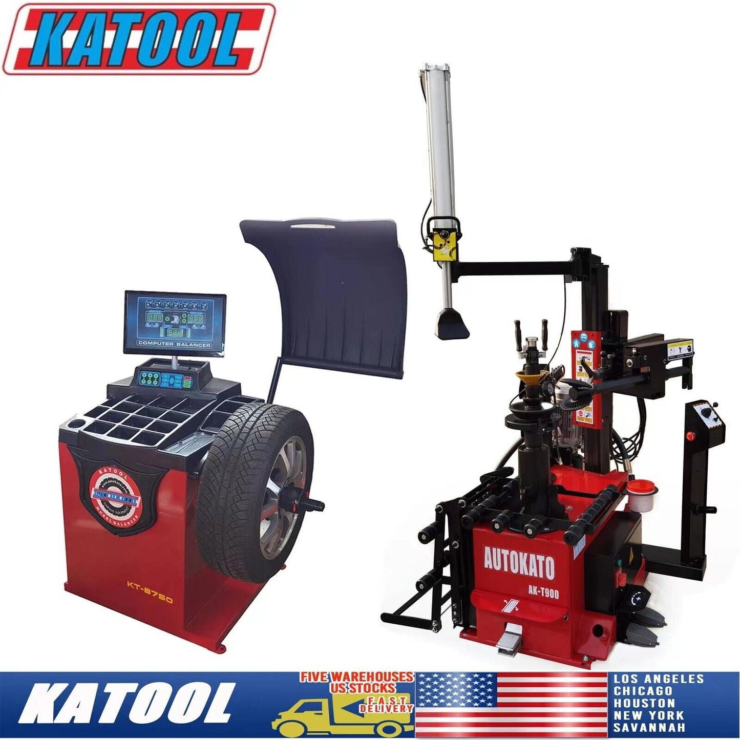 Katool automatic hydraulic tire changer AK-T900 wheel balancer combo leverless center 30 - KT-B750
