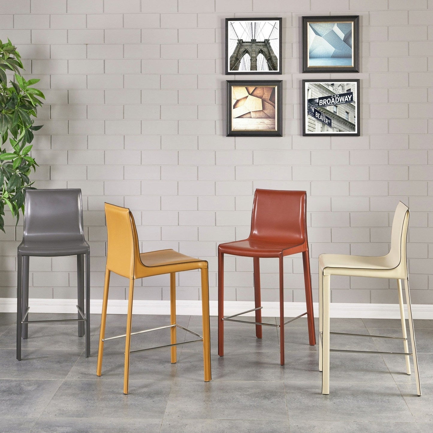 New Pacific Direct Gervin Recycled Leather Counter Stool, (Set of 2) - 448526R-29
