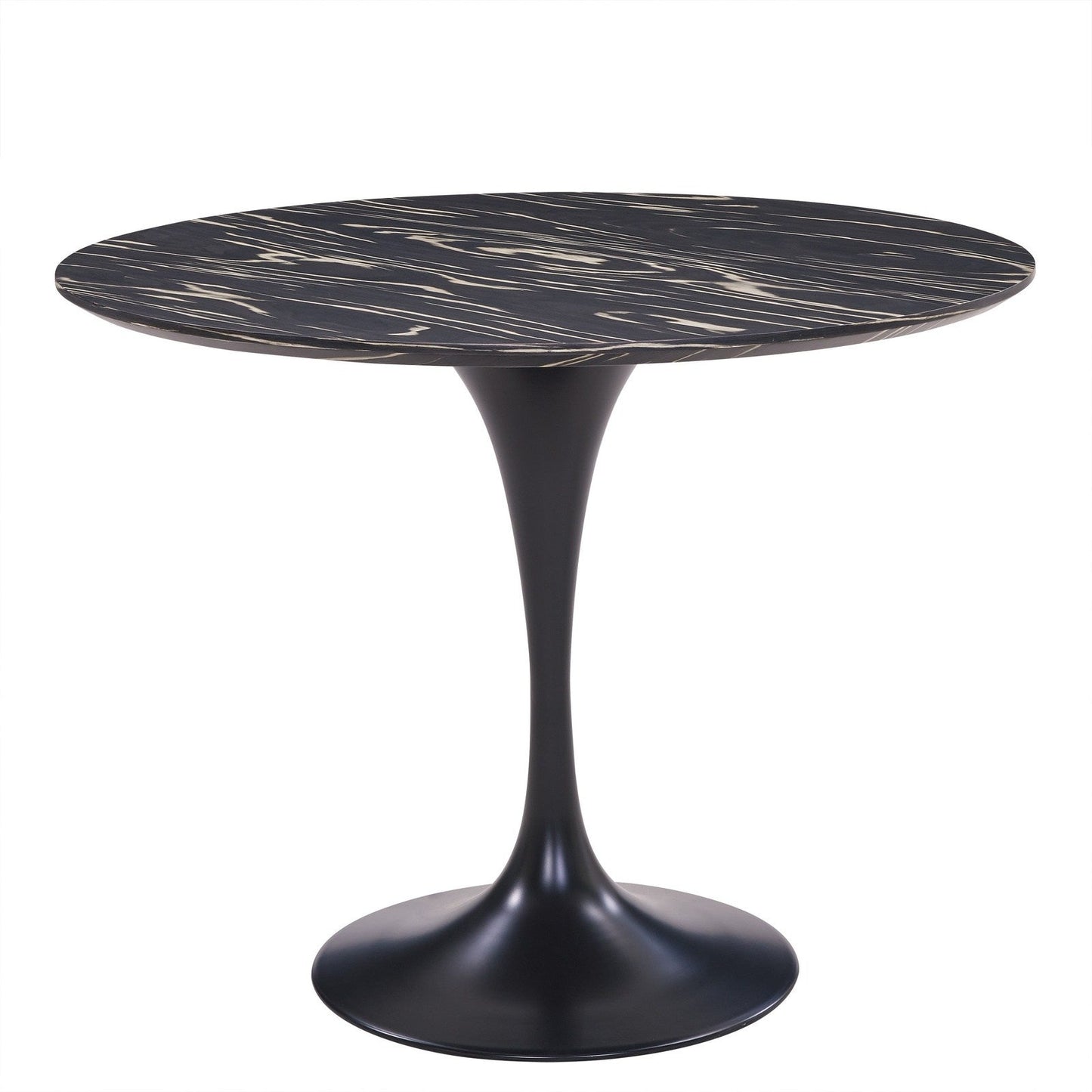 New Pacific Direct Allie 39" Striped Ebony Wood Veneer Round Dining Table - 6300054