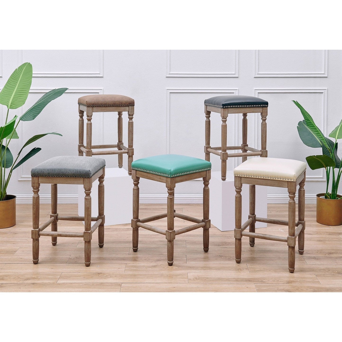 New Pacific Direct Ernie PU Counter Stool, (Set of 2) - 3900056-NCL