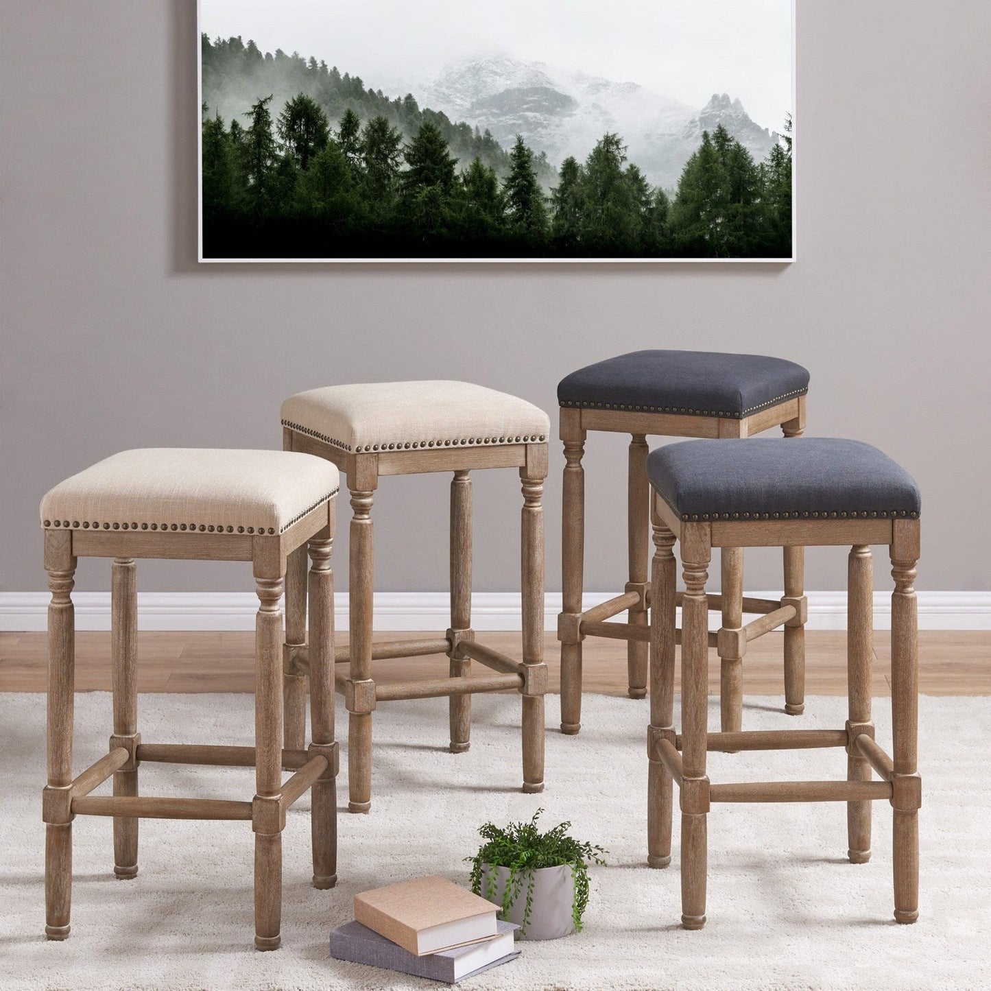 New Pacific Direct Ernie Fabric Counter Stool, (Set of 2) - 3900052-393