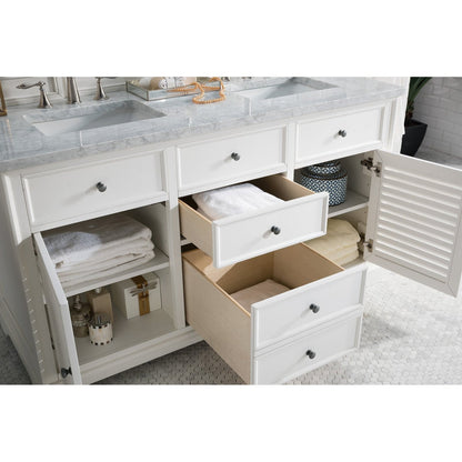 James Martin Vanities Savannah 60" Bright White Double Vanity - 238-104-V60D-BW-3AF