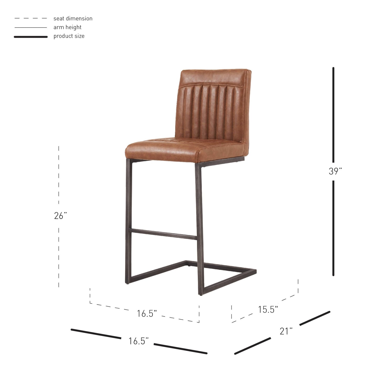 New Pacific Direct Ronan PU Leather Counter Stool, (Set of 2)  - 1060008-215