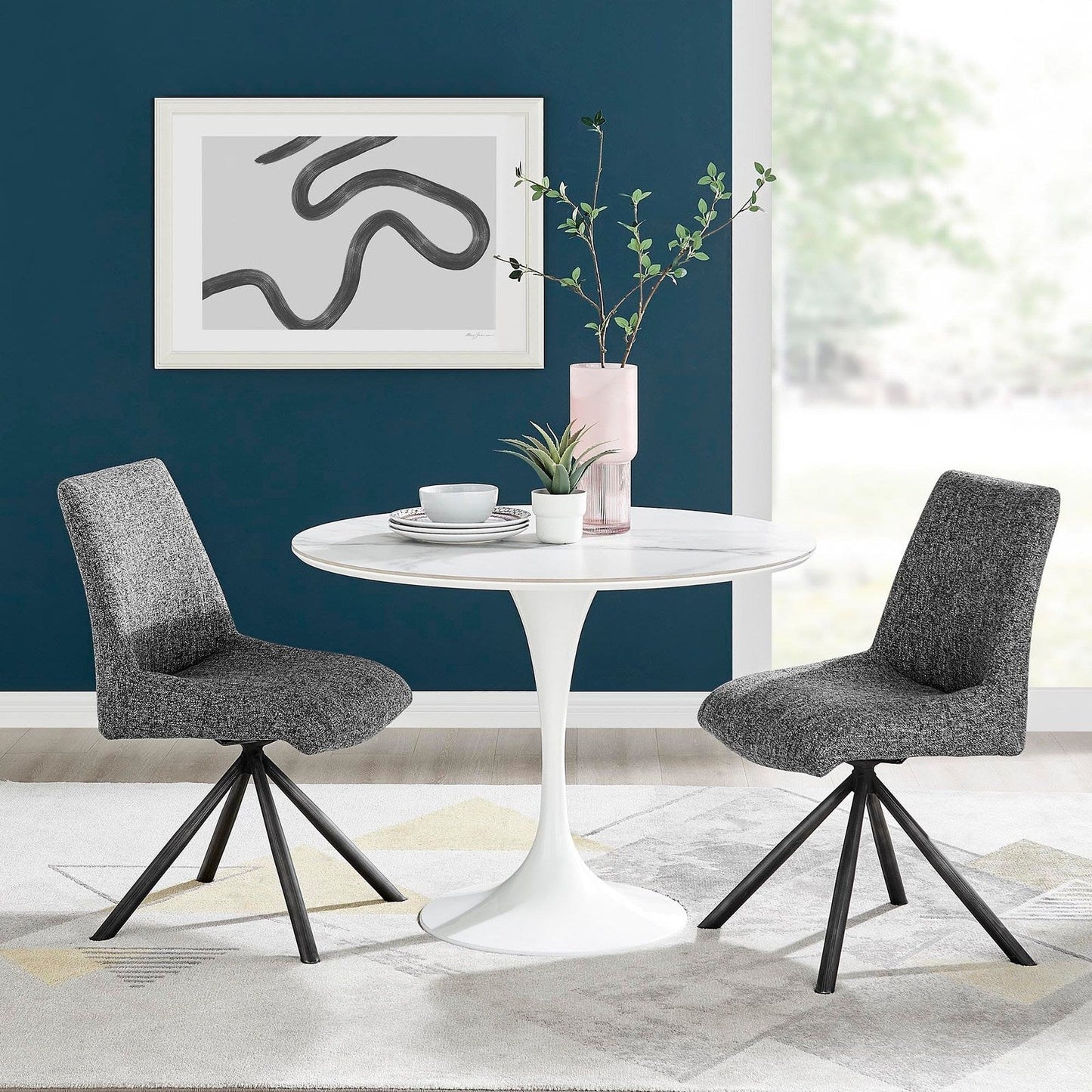 New Pacific Direct Viona Fabric Swivel Dining Side Chair (Seat), (Set of 2) 1060019-219 - 1060019-219