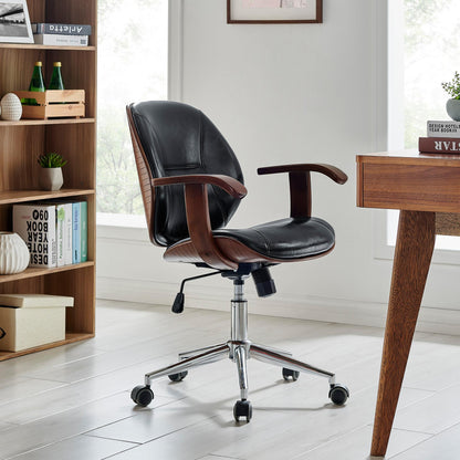 New Pacific Direct Samuel PU Bamboo Office Chair w/ Armrest  - 1160030-BWL