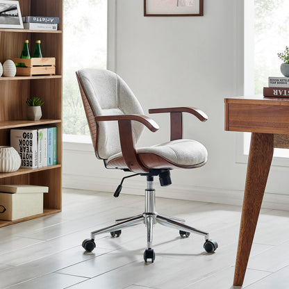 New Pacific Direct Samuel Fabric Bamboo Office Chair w/ Armrest  - 1160031-406WL