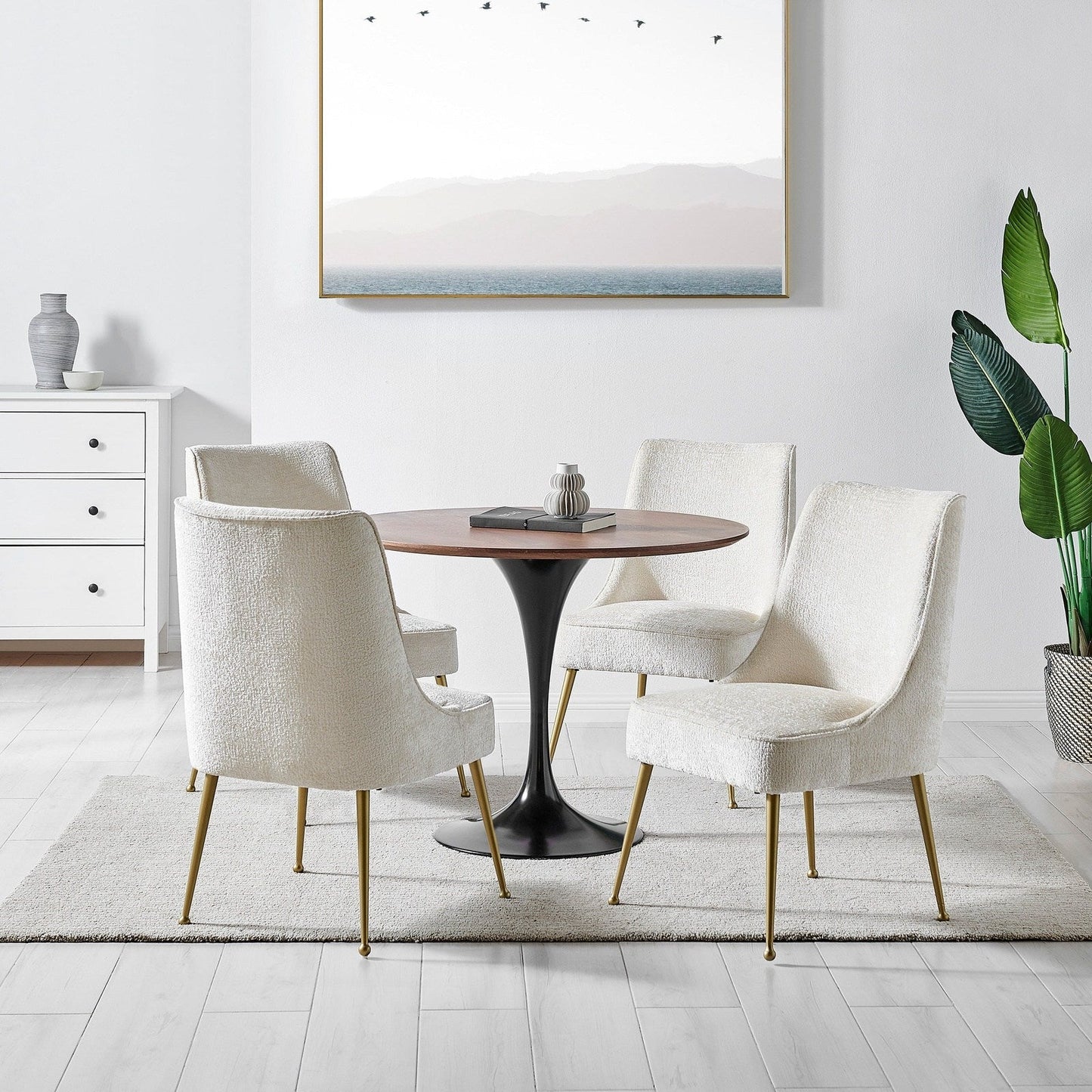 New Pacific Direct Cedric KD Fabric Dining Side Chair Gold Legs, (Set of 2) -  1250024-567