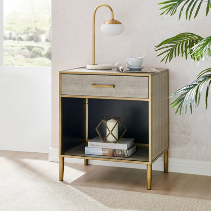 New Pacific Direct Arista Faux Shagreen Side/ End Table  - 1600088