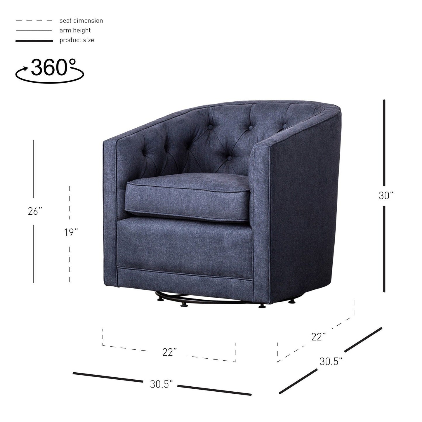 New Pacific Direct Walsh Fabric Swivel Chair  - 1900101-157