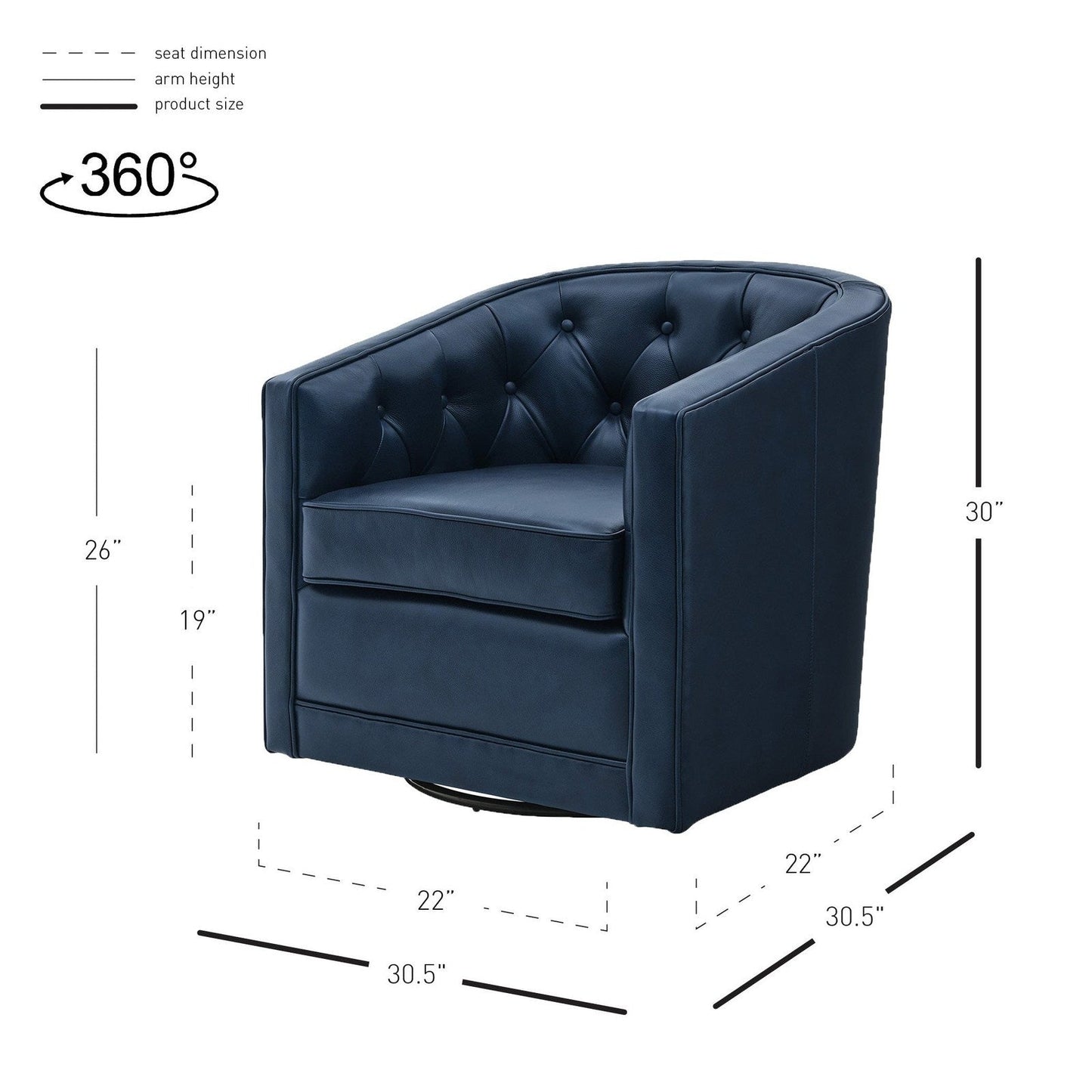 New Pacific Direct Walsh Top Grain Leather Swivel Chair  - 1900153-429