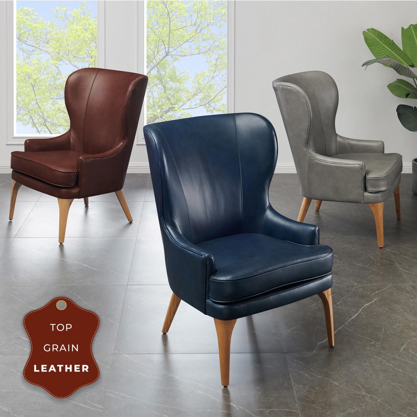 New Pacific Direct Bjorn Top Grain Leather Accent Chair -  1900155-429