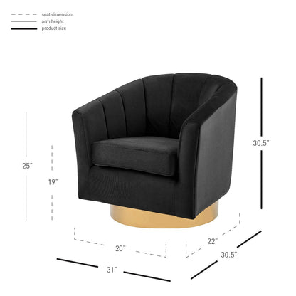 New Pacific Direct Natasha Velvet Fabric w/ Gold Metal Swivel Accent Arm Chair  - 1900187-575