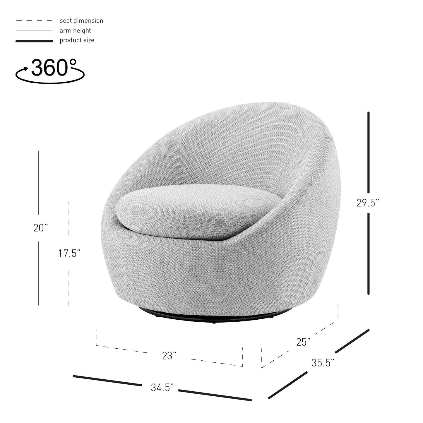 New Pacific Direct Adelmo Fabric Swivel Accent Chair 1900189-410 - 1900189-410
