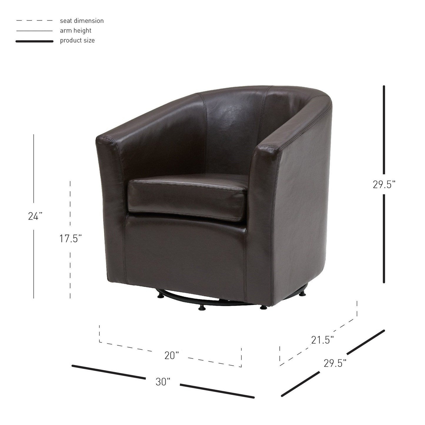 New Pacific Direct Hayden Swivel Bonded Leather Chair  - 193012B-01