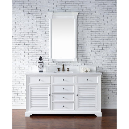 James Martin Vanities Savannah 60" Bright White Single Vanity - 238-104-V60S-BW-3AF