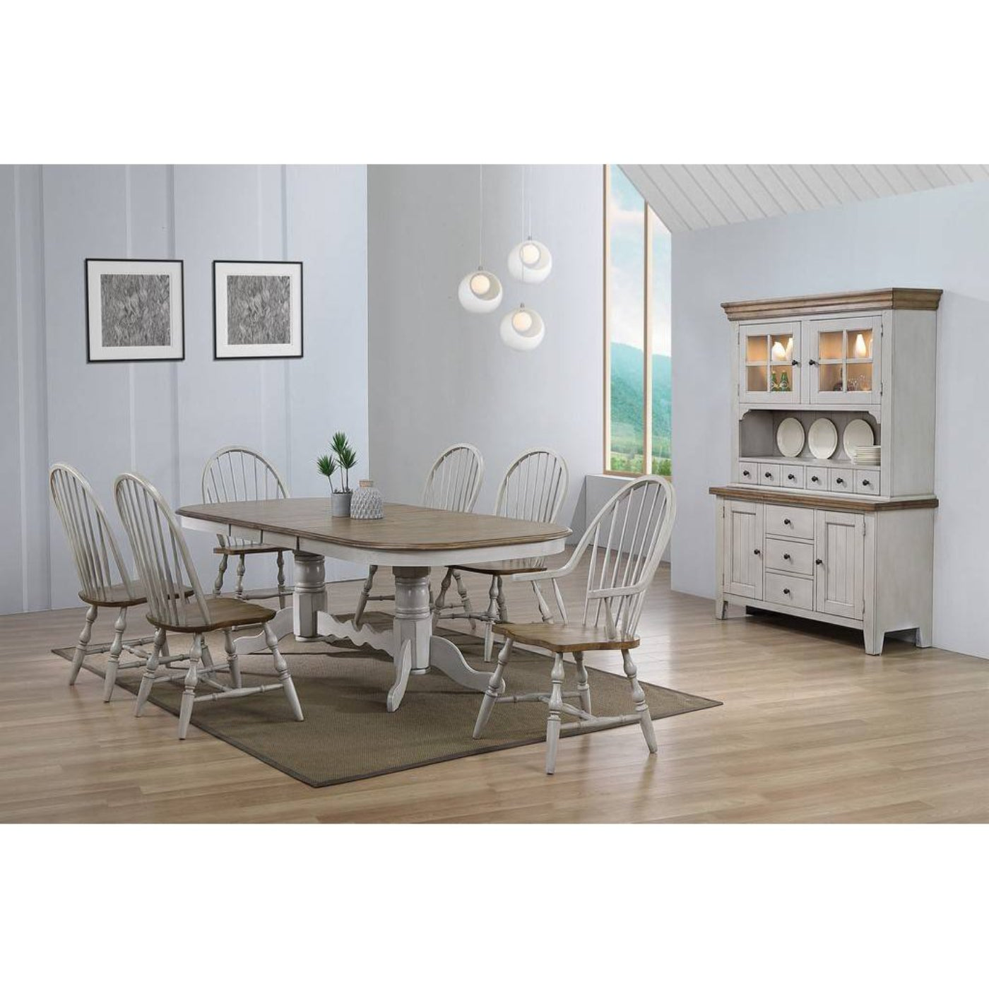 Sunset Trading Country Grove 8 Piece 96" Oval Double Pedestal Extendable Dining Table Set - DLU-CG4296-30AGOBH8