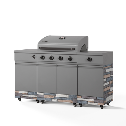 TYTUS Fresno 5-Burner LP/NG Convertible Grill in Gunmetal + Ash Stone - TDT-021-0104