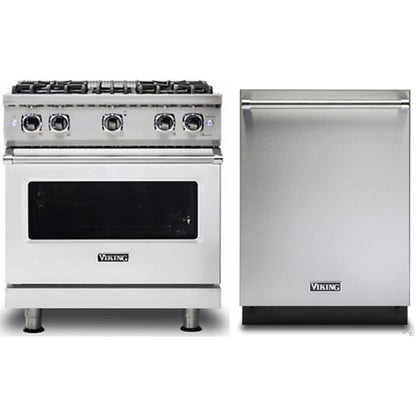 Klein Tools-Piece Package 30 Inch Freestanding Professional Gas Range and 24 Inch Fully Integrated Dishwasher - VGIC53024BSS