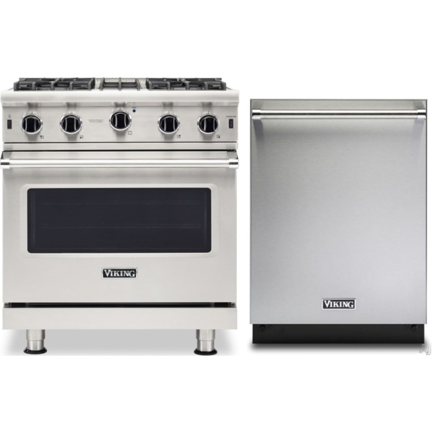 Klein Tools-Piece Package 30 Inch Freestanding Professional Gas Range and 24 Inch Fully Integrated Dishwasher - VGIC53024BSS